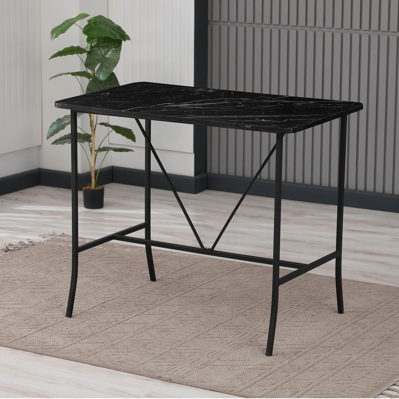 Masa de bar, Hanah Home, Retro, 110x92x70 cm, Negru - imagine 7